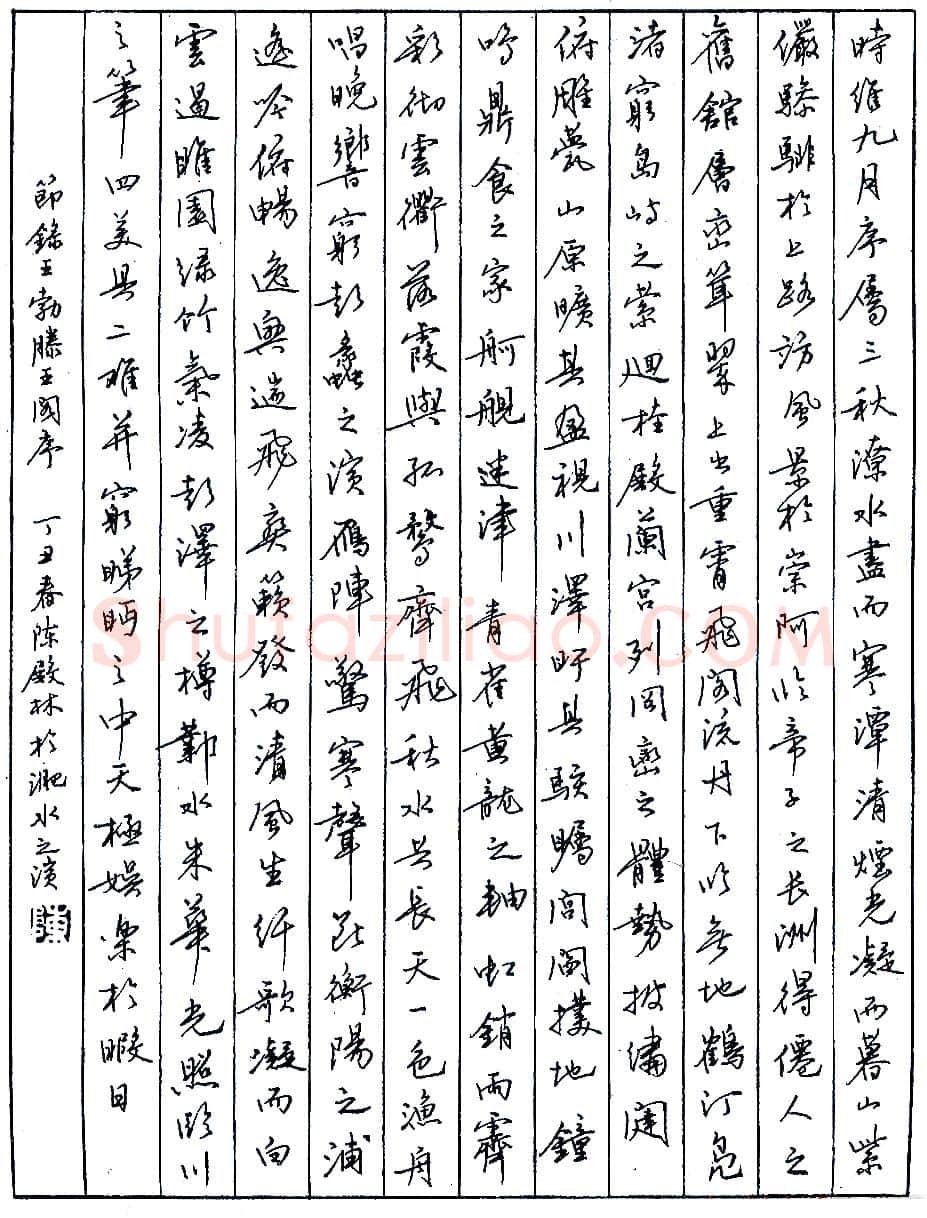 陈殿林节录《王勃滕王阁序》硬笔书法作品欣赏
