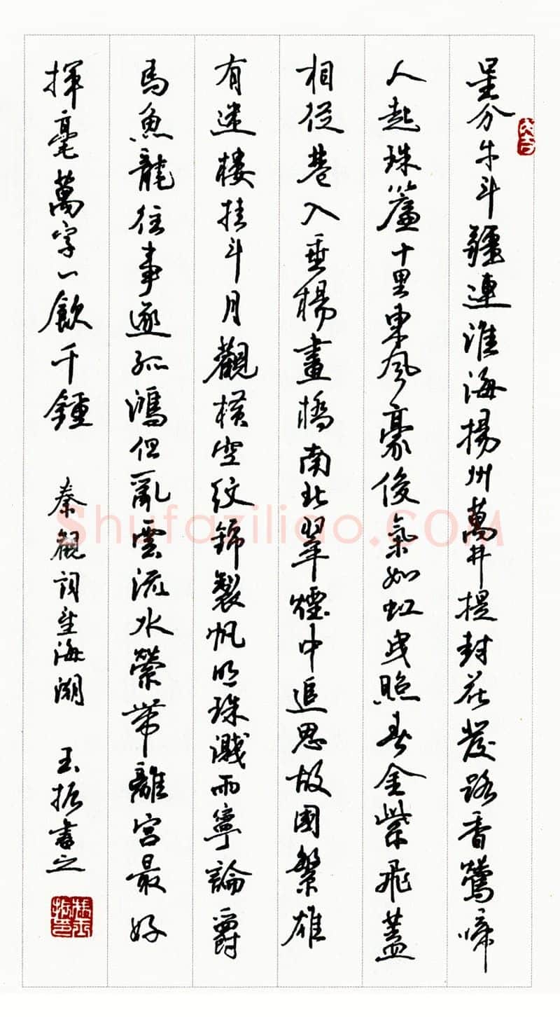 冯玉振硬笔行书秦观词望海潮 硬笔书法作品欣赏