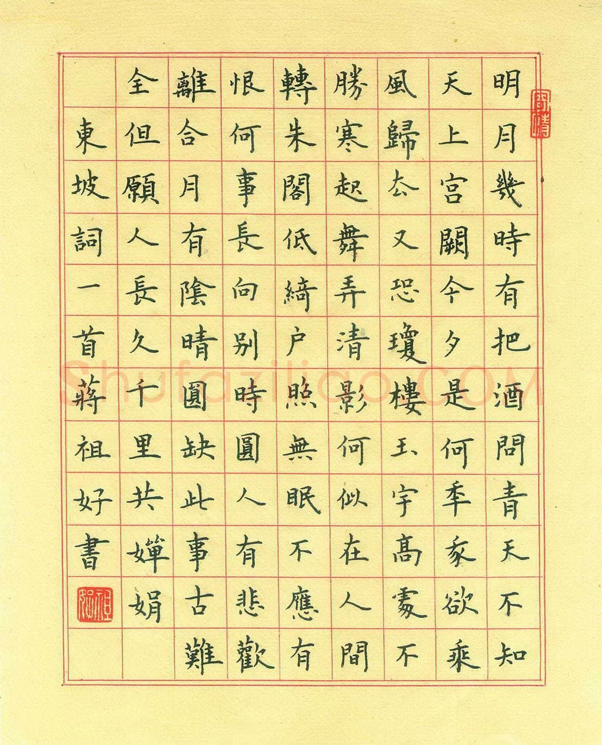 蒋祖好硬笔楷书东坡词,蒋祖好硬笔书法作品