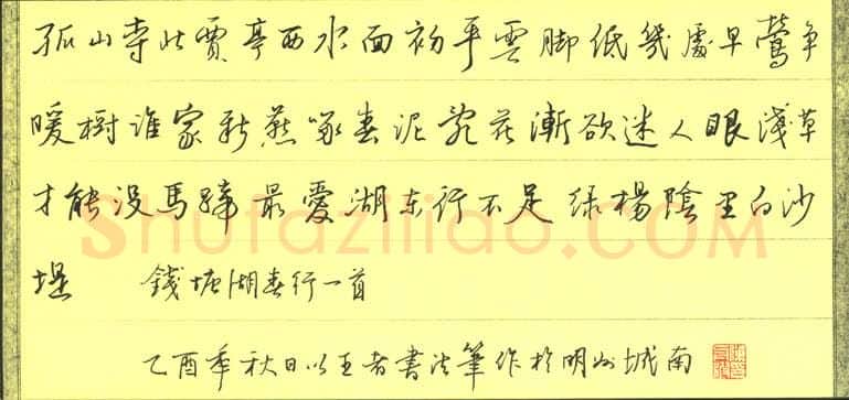 陈舟波硬笔行书白居易钱塘湖春行一首,陈舟波硬笔书法作品