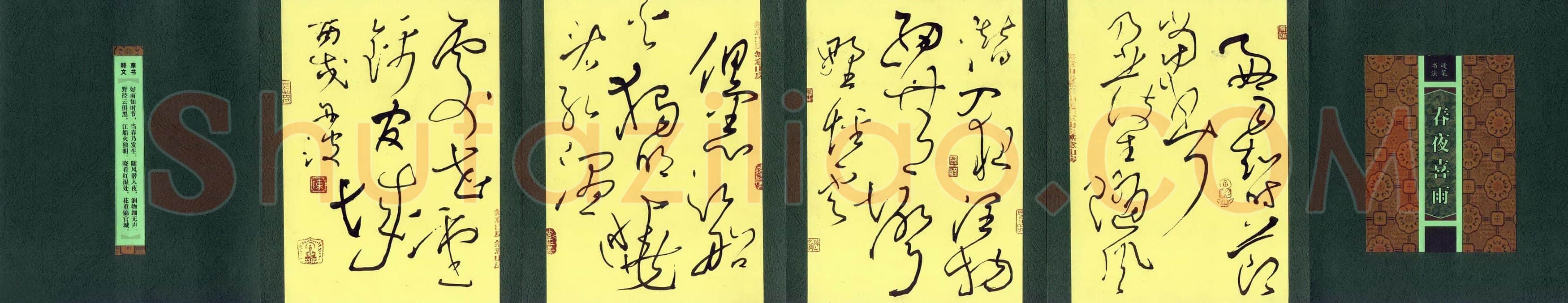 陈舟波硬笔草书杜甫诗春夜喜雨,陈舟波硬笔书法作品