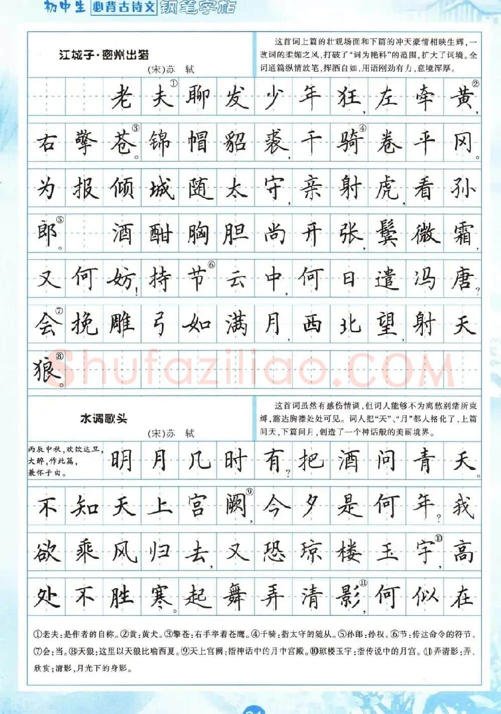田英章钢笔字帖欣赏《初中生必背古诗文》 | 钢笔书法字帖
