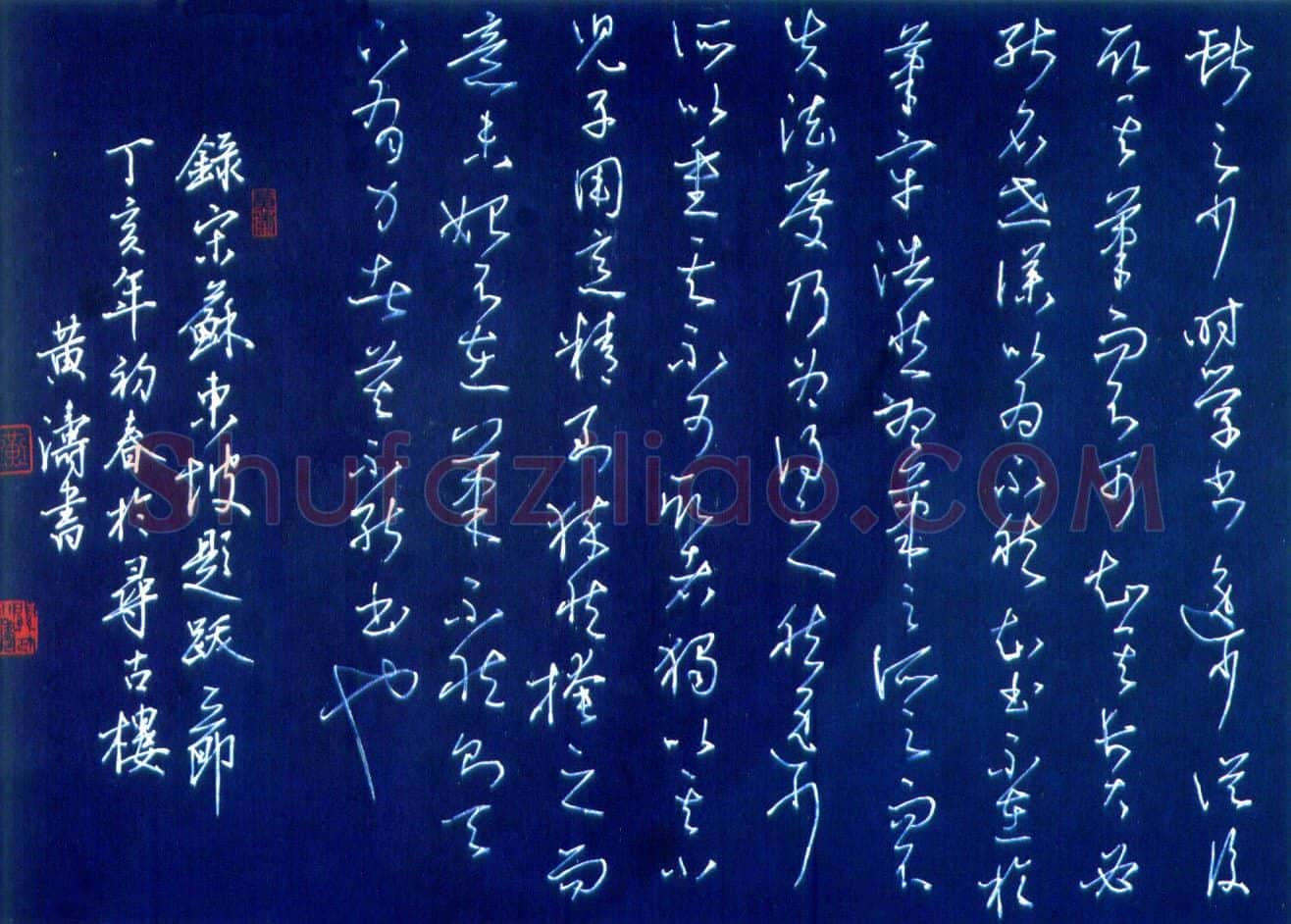 黄涛硬笔草书苏东坡题跋 硬笔书法作品欣赏