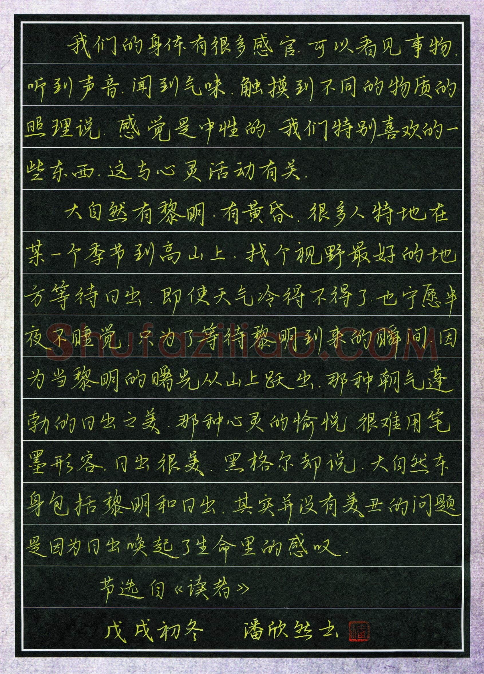 潘欣然(少儿组 11岁 金奖)硬笔书法大赛获奖作品,潘欣然硬笔书法作品