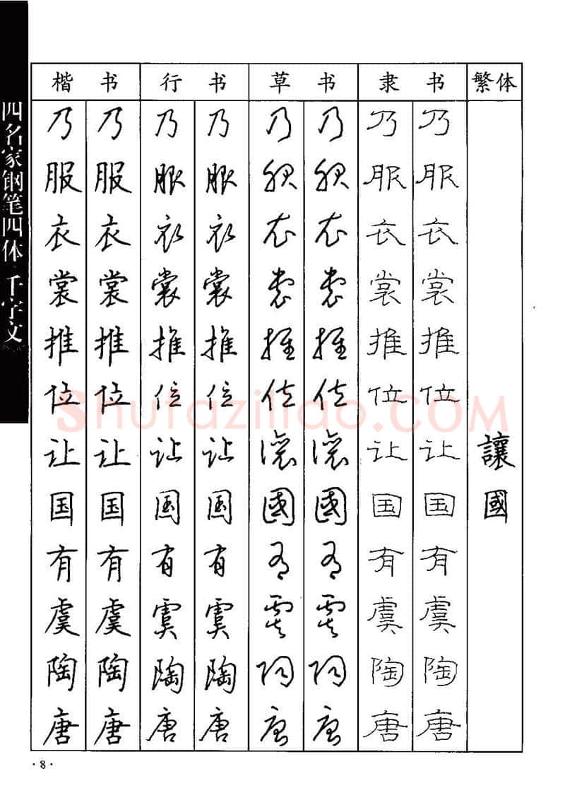 顾仲安硬笔硬笔字帖,摘自顾仲安-沈鸿根等四名家钢笔四体《千字文》