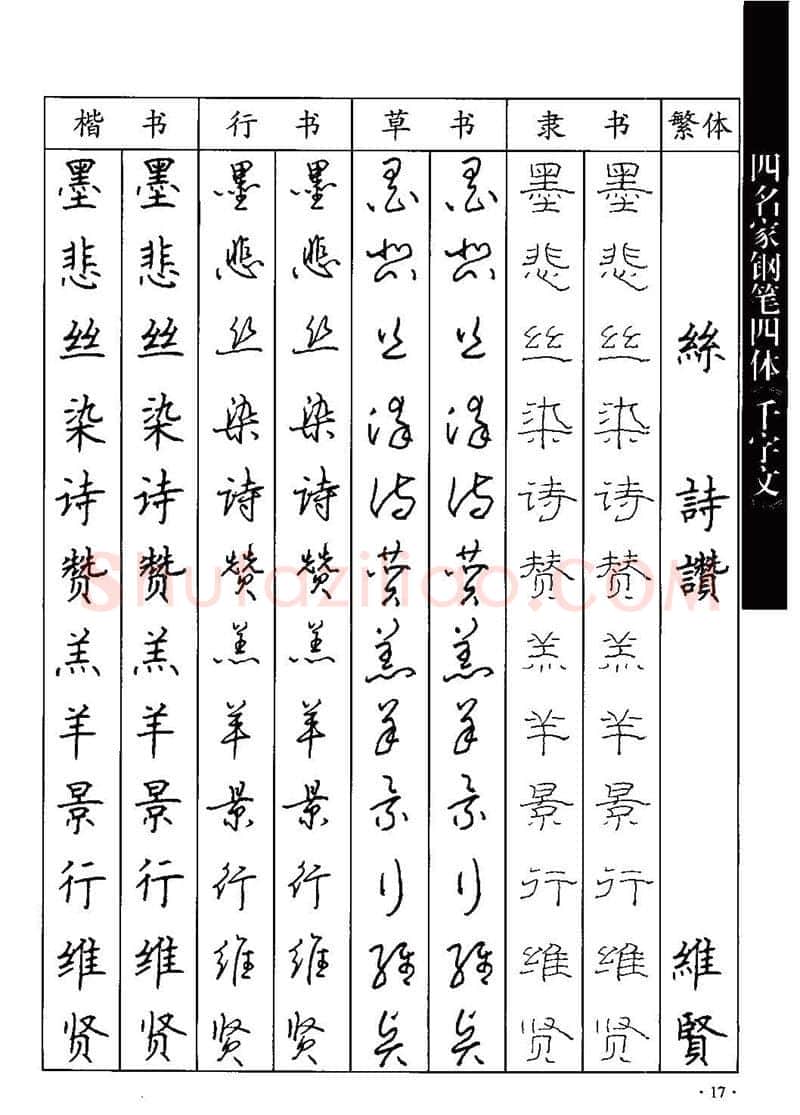 顾仲安硬笔硬笔字帖,摘自顾仲安-沈鸿根等四名家钢笔四体《千字文》
