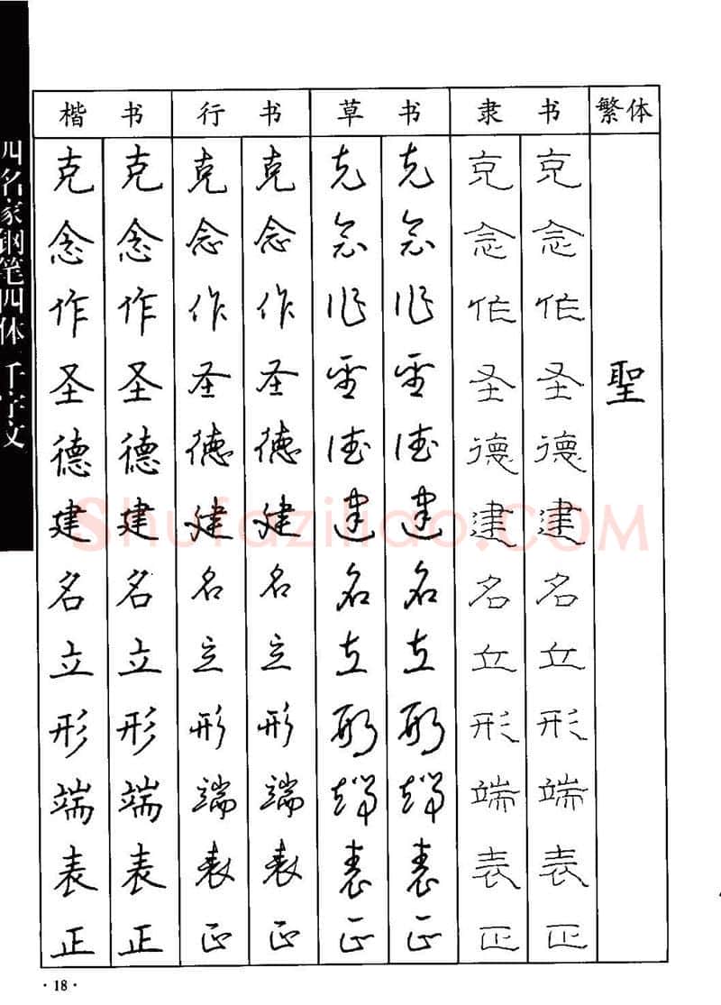顾仲安硬笔硬笔字帖,摘自顾仲安-沈鸿根等四名家钢笔四体《千字文》