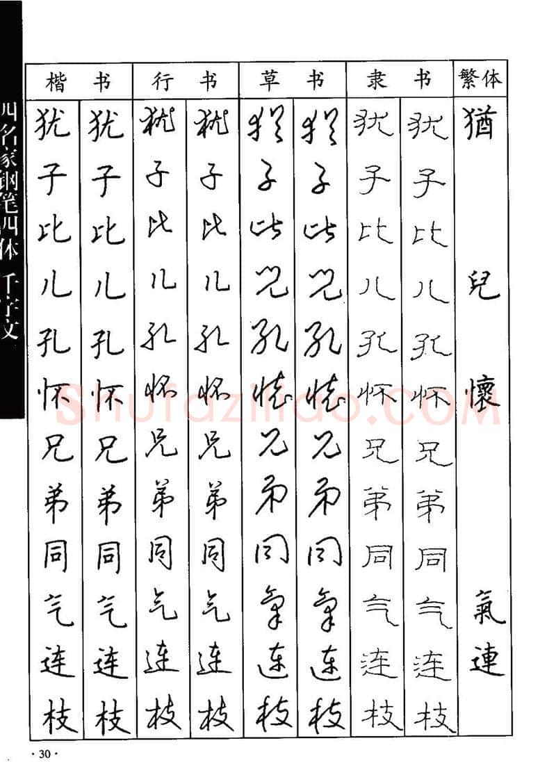 顾仲安硬笔硬笔字帖,摘自顾仲安-沈鸿根等四名家钢笔四体《千字文》