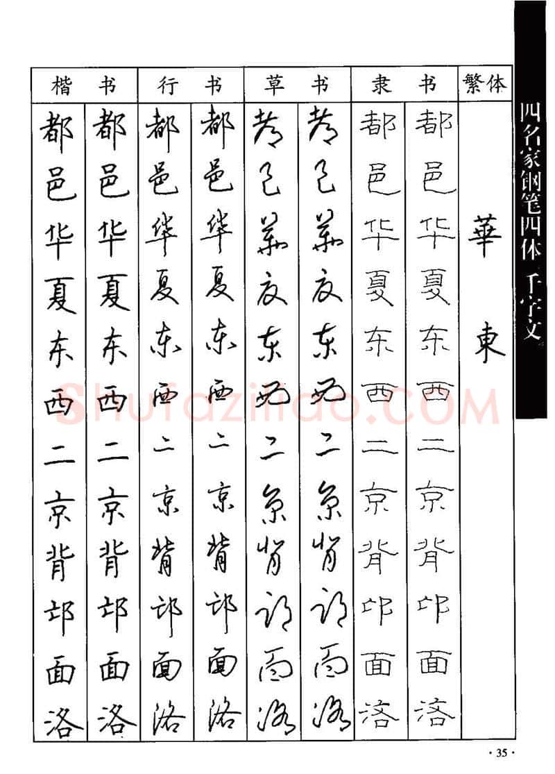 顾仲安硬笔硬笔字帖,摘自顾仲安-沈鸿根等四名家钢笔四体《千字文》