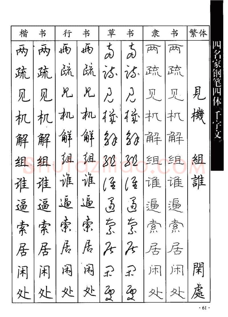 顾仲安硬笔硬笔字帖,摘自顾仲安-沈鸿根等四名家钢笔四体《千字文》