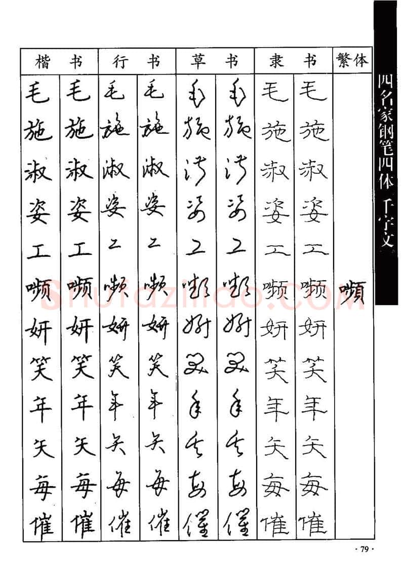 顾仲安硬笔硬笔字帖,摘自顾仲安-沈鸿根等四名家钢笔四体《千字文》