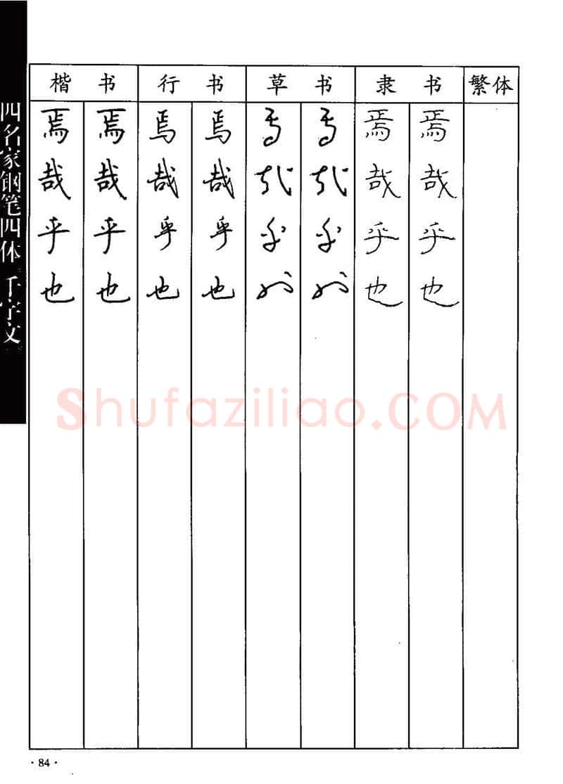 顾仲安硬笔硬笔字帖,摘自顾仲安-沈鸿根等四名家钢笔四体《千字文》