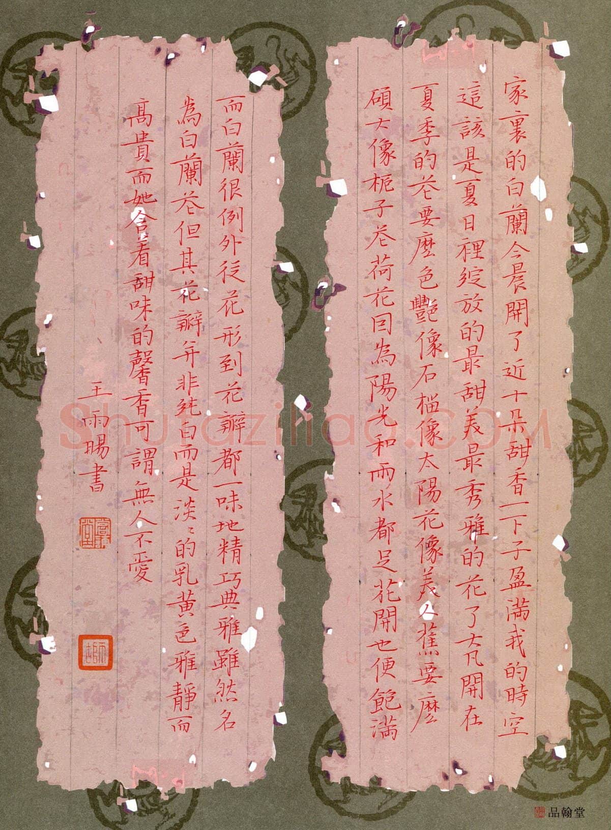 王雨旸(少儿组 13岁 特等奖)硬笔书法大赛获奖作品,王雨旸硬笔书法作品