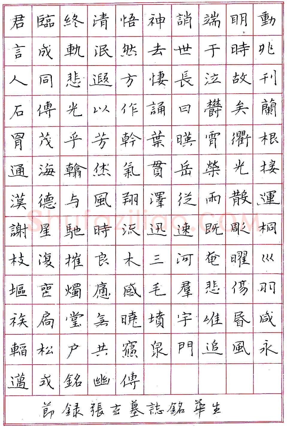 黄华生圆珠笔节录《张玄(黑女)墓志铭》硬笔书法作品欣赏