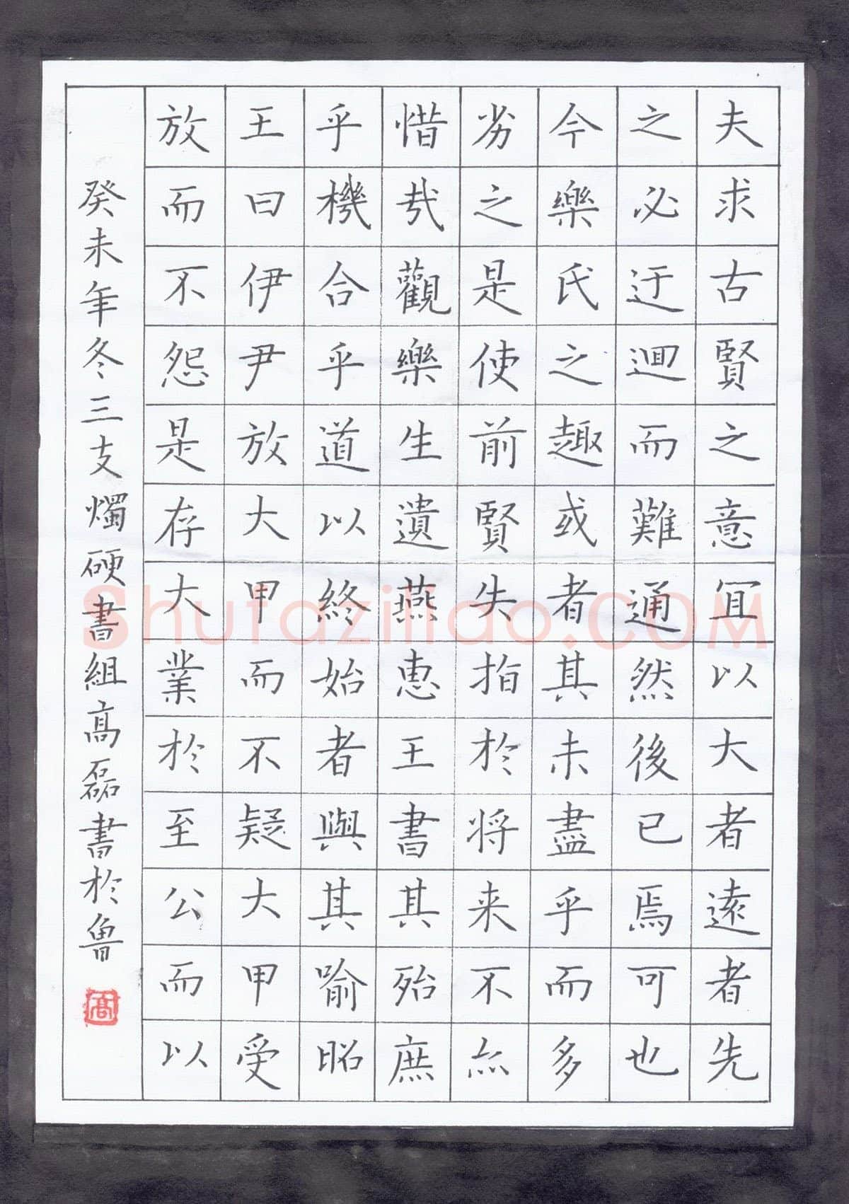 高磊硬笔楷书乐毅论,硬笔书法作品