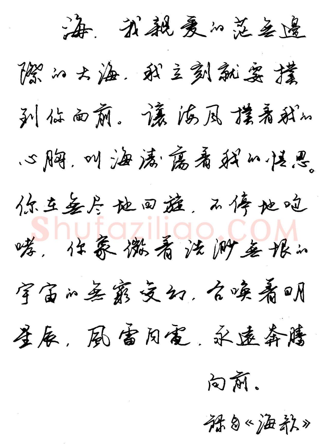 任平硬笔行书海歌,任平硬笔书法作品