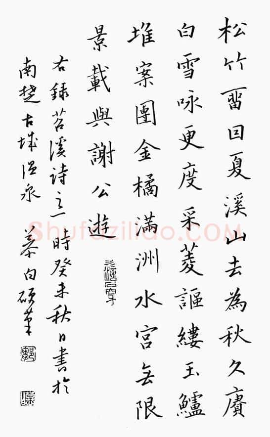 邹慕白硬笔楷书苕溪诗一首,邹慕白硬笔书法作品