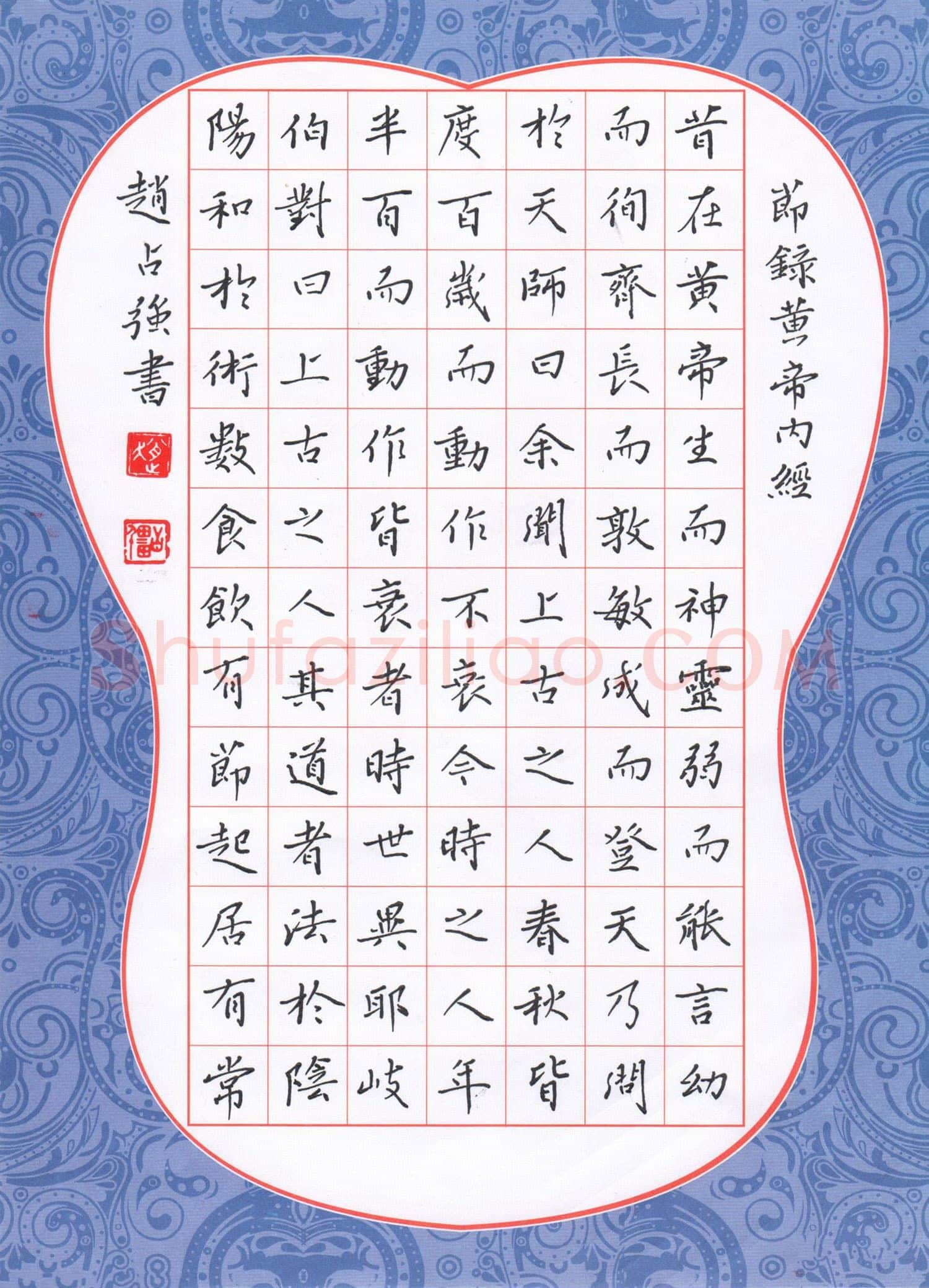 赵占强硬笔楷书节录黄帝内经,赵占强硬笔书法作品