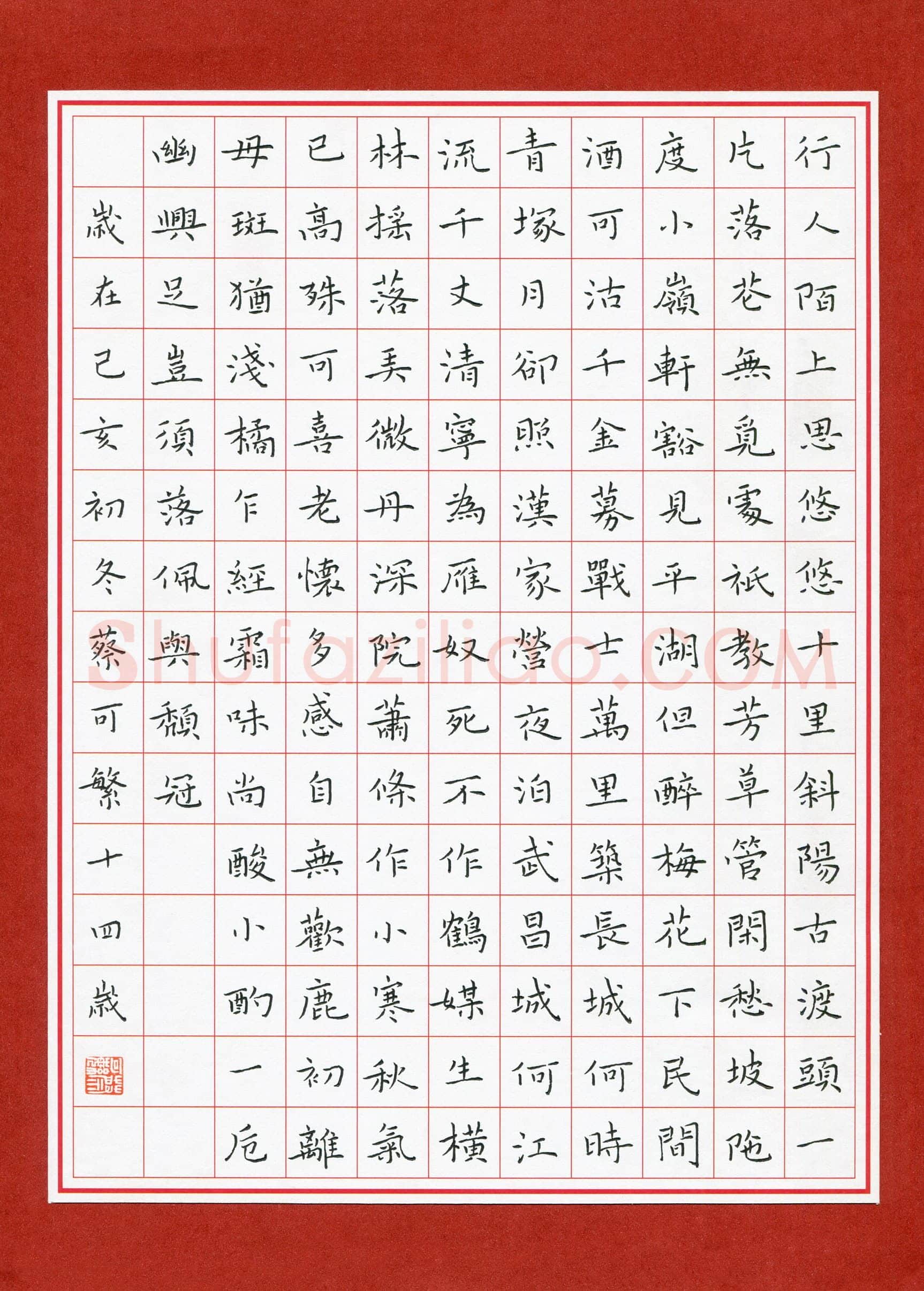 蔡可繁(少儿组 14岁 特等奖)硬笔书法大赛获奖作品,蔡可繁硬笔书法作品