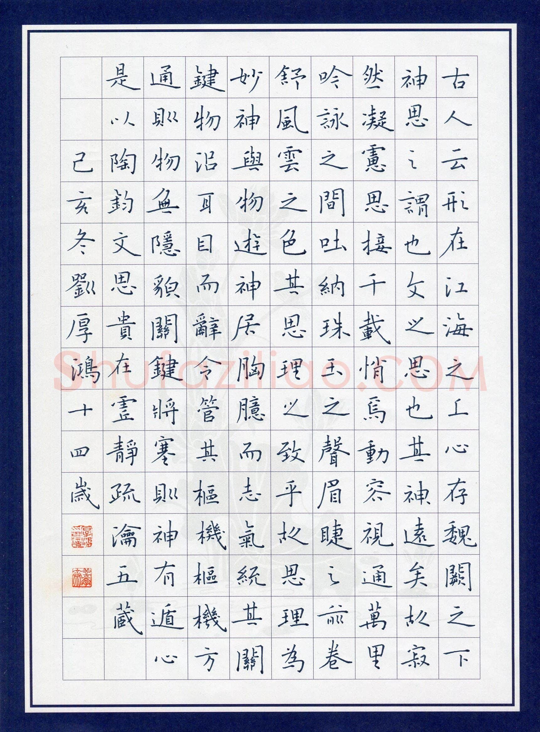 刘厚鸿(少儿组 14岁 特等奖)硬笔书法大赛获奖作品,刘厚鸿硬笔书法作品