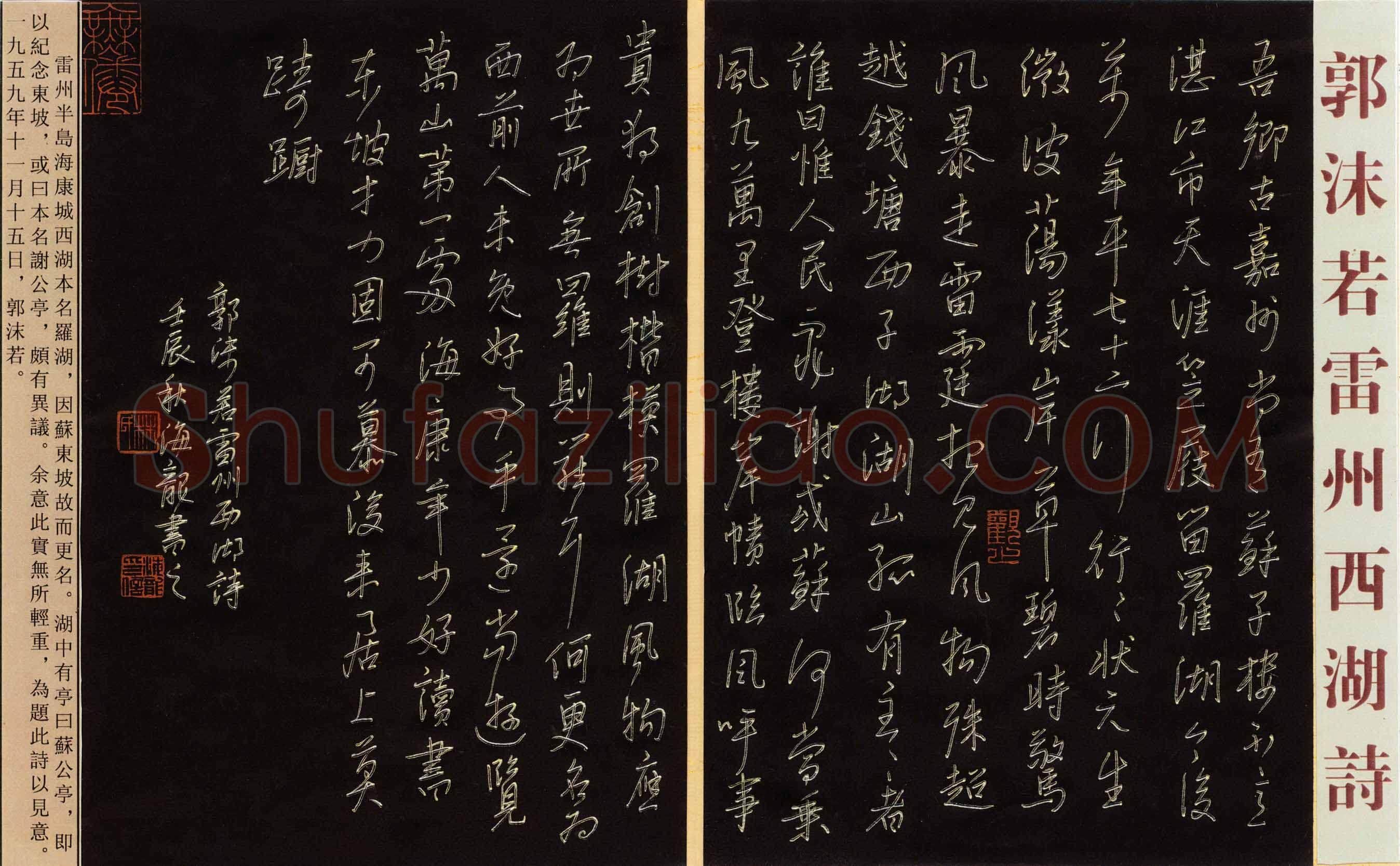 林海龙硬笔行书郭沫若雷州西湖诗,林海龙硬笔书法作品