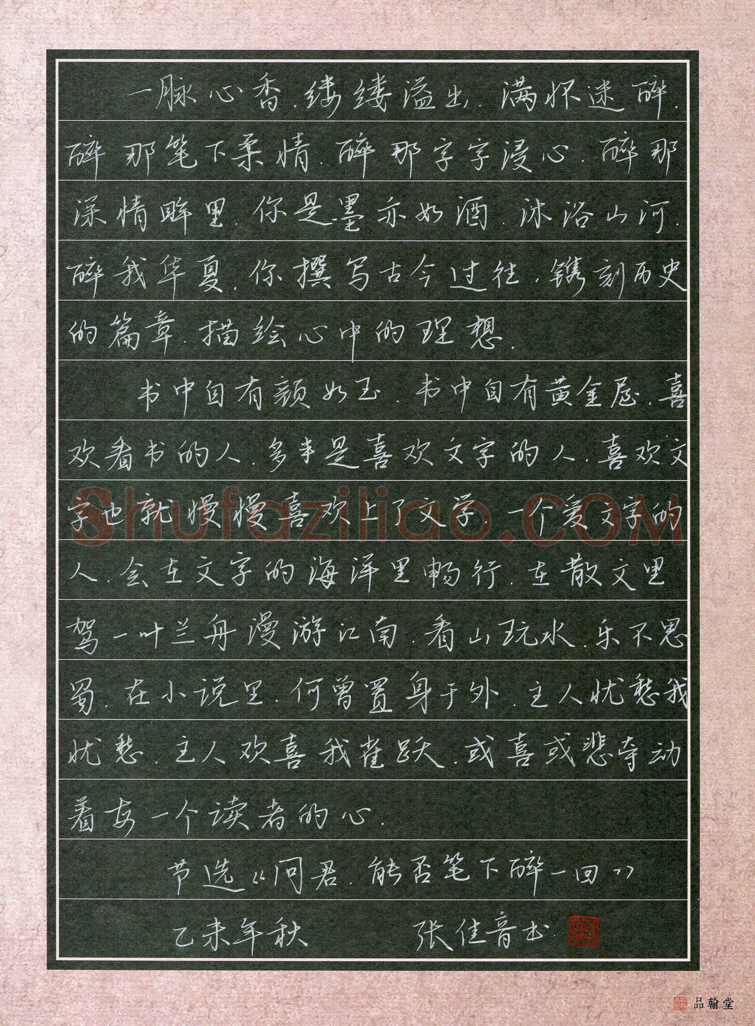 张佳音(少儿组 11岁)硬笔书法大赛入围作品选登,张佳音硬笔书法作品