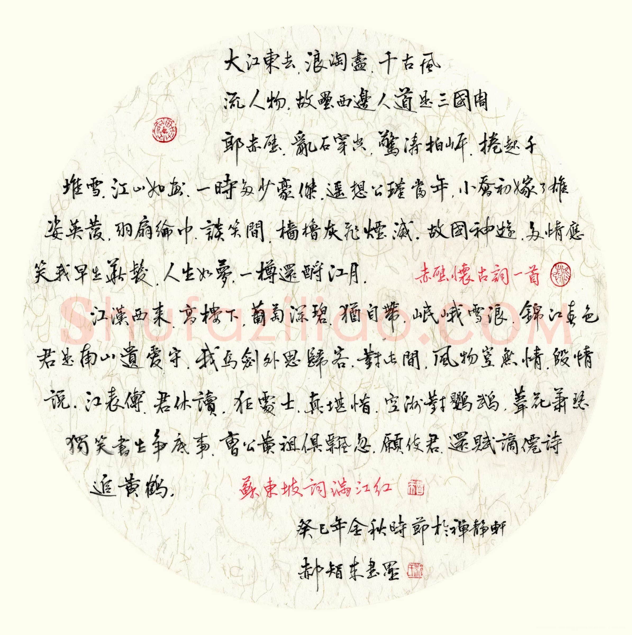 郝智来硬笔行书苏轼词二首,郝智来硬笔书法作品