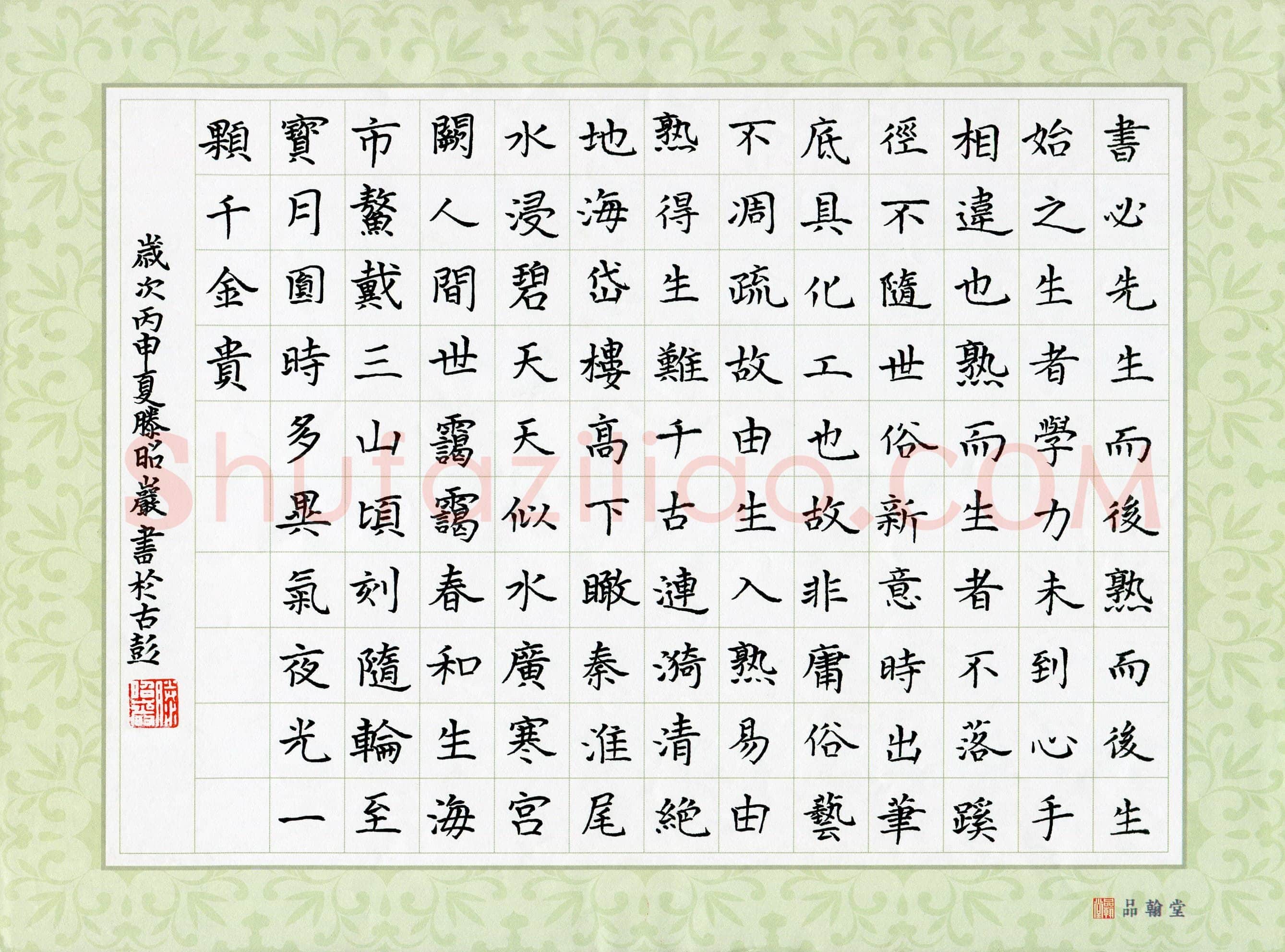滕昭岩(少儿组 10岁)硬笔书法大赛入围作品选登,滕昭岩硬笔书法作品
