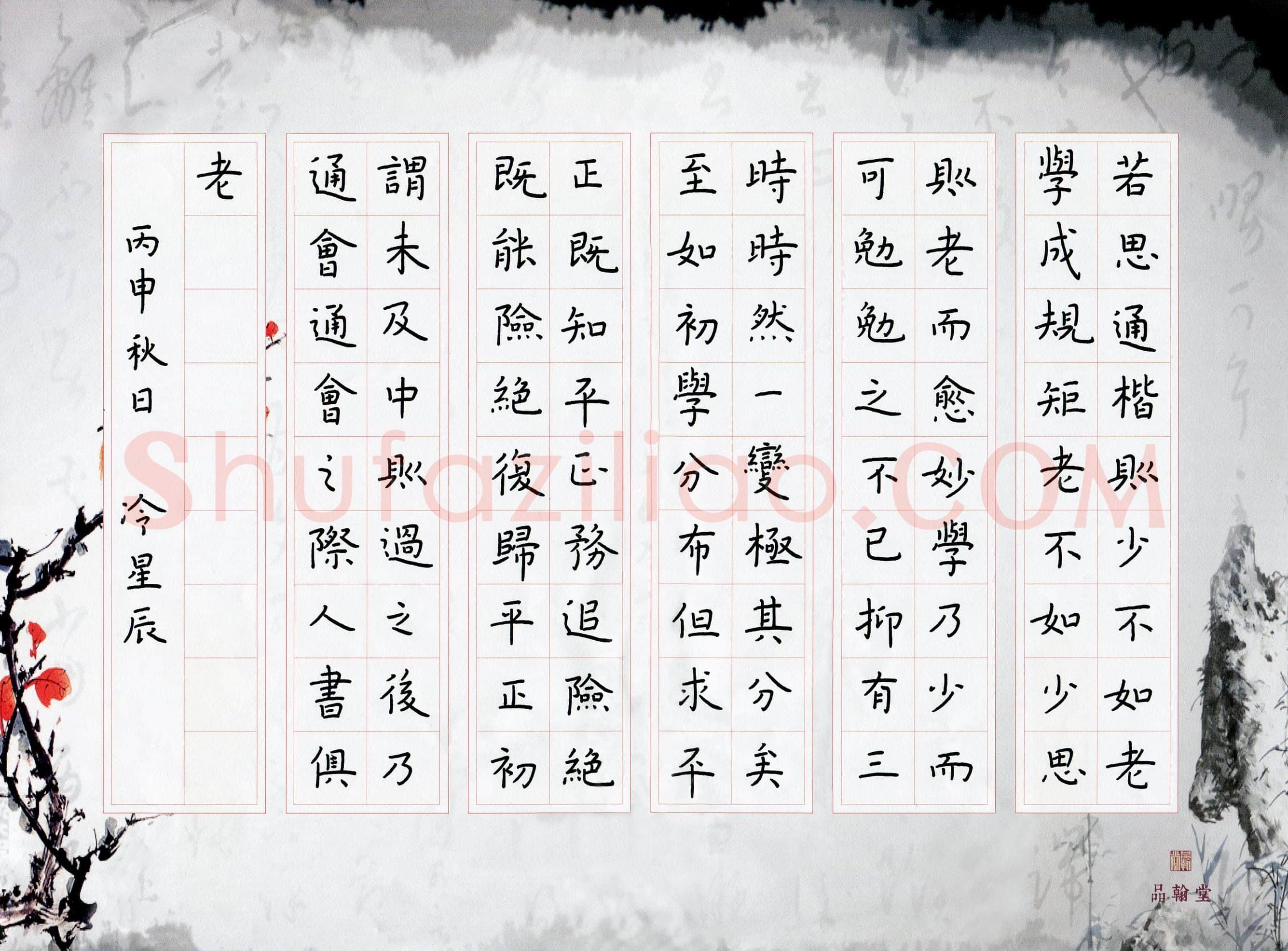 冷星辰(少儿组 13岁)硬笔书法大赛入围作品选登,冷星辰硬笔书法作品
