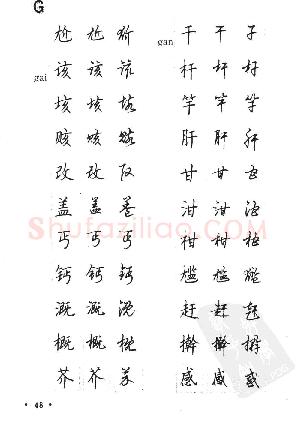 顾仲安硬笔硬笔字帖,摘自顾仲安5000常用汉字钢笔三体字帖