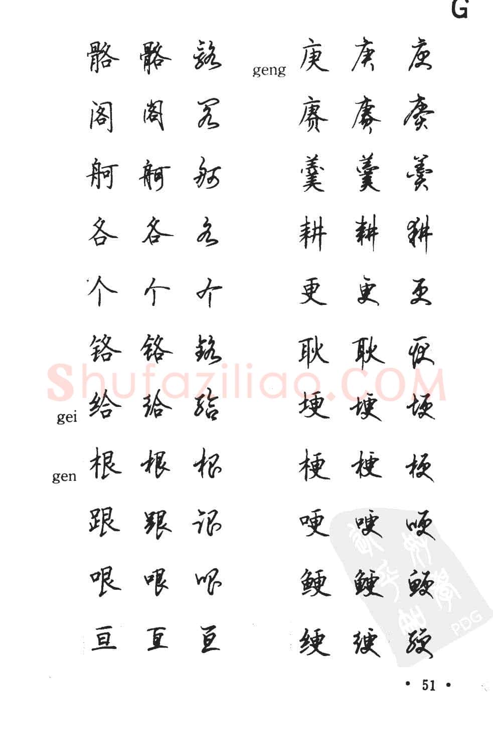 顾仲安硬笔硬笔字帖,摘自顾仲安5000常用汉字钢笔三体字帖