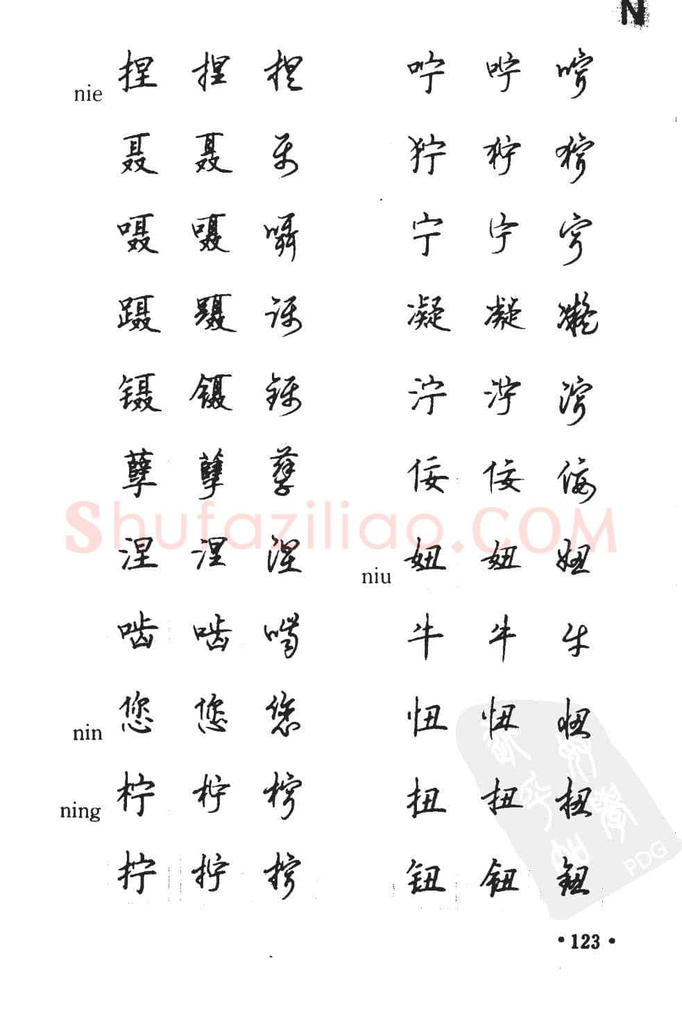 顾仲安硬笔硬笔字帖,摘自顾仲安5000常用汉字钢笔三体字帖