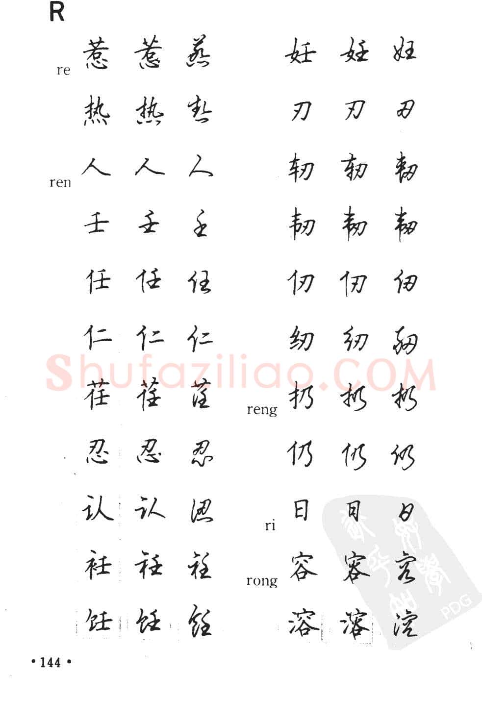 顾仲安硬笔硬笔字帖,摘自顾仲安5000常用汉字钢笔三体字帖