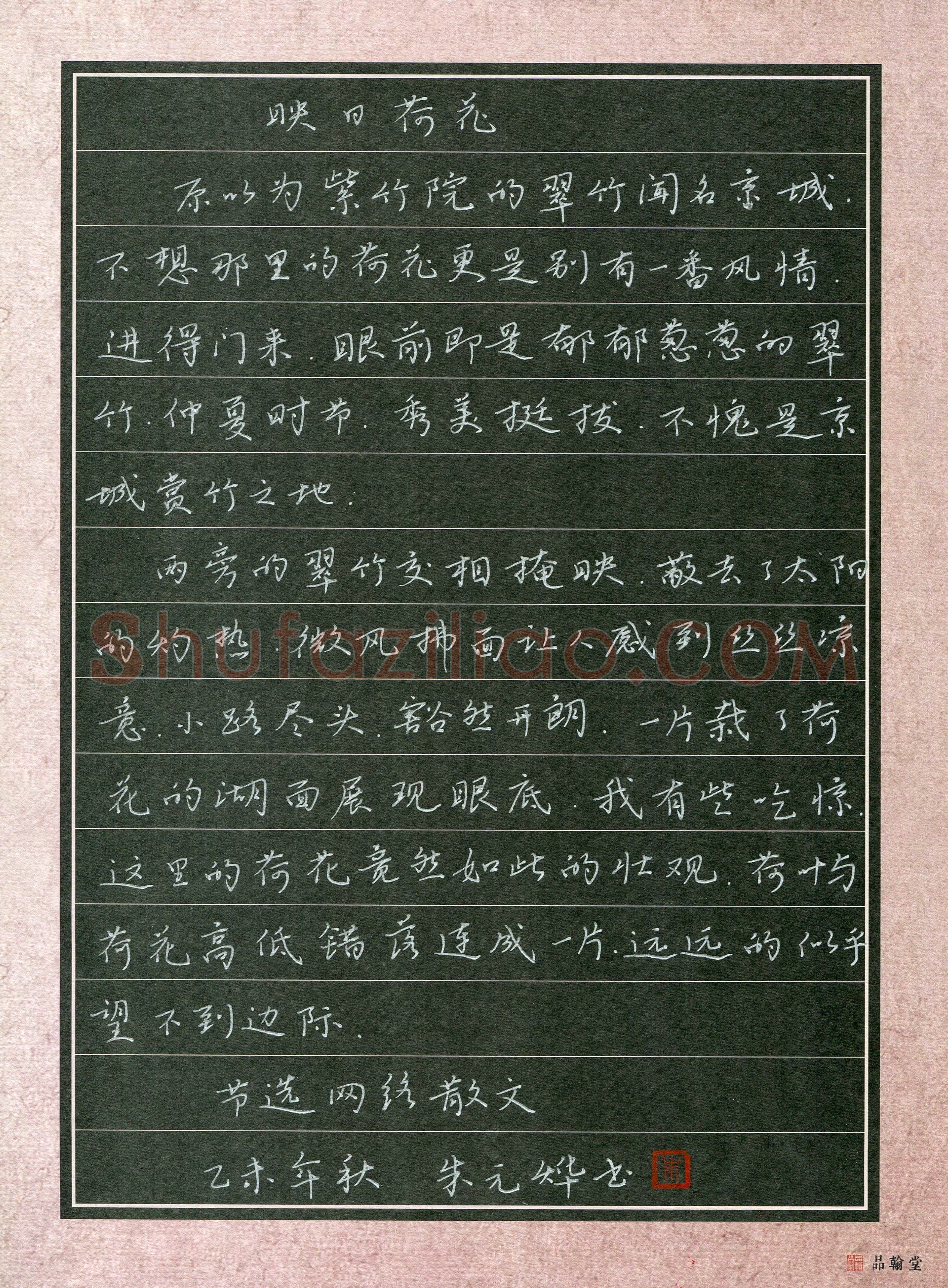 朱元烨(少儿组 11岁)硬笔书法大赛入围作品选登,朱元烨硬笔书法作品