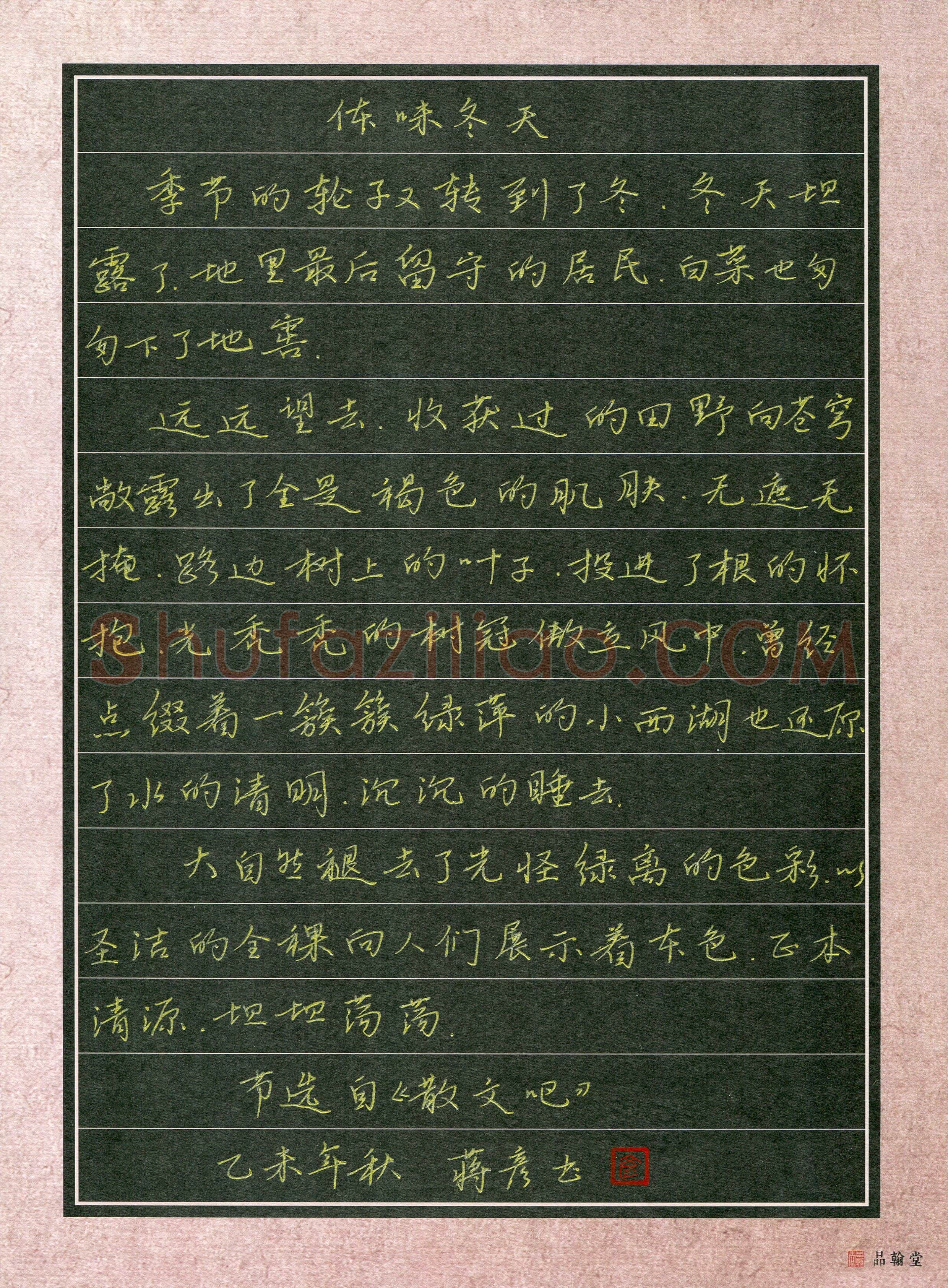 蒋彦(少儿组 12岁)硬笔书法大赛入围作品选登,蒋彦硬笔书法作品