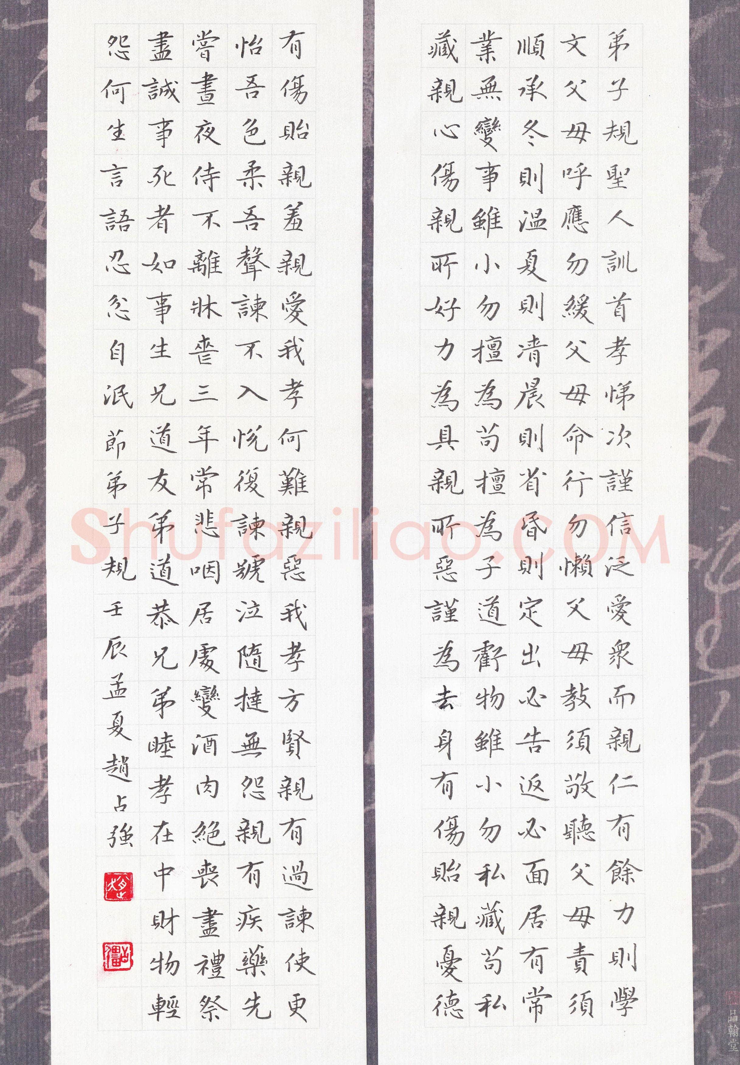 赵占强硬笔楷书节录弟子规,赵占强硬笔书法作品