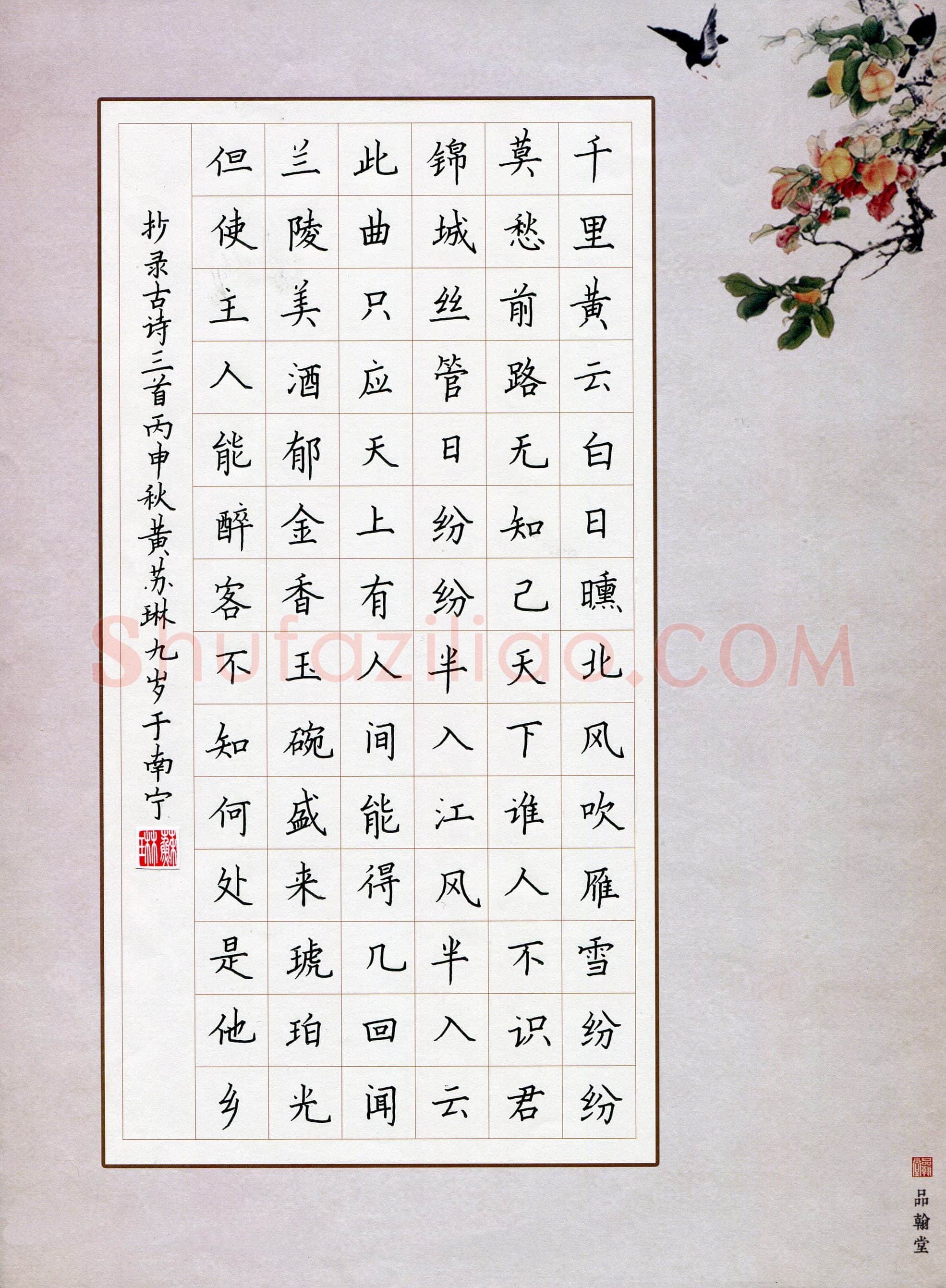 黄苏琳(少儿组 9岁 特等奖)硬笔书法大赛获奖作品,黄苏琳硬笔书法作品