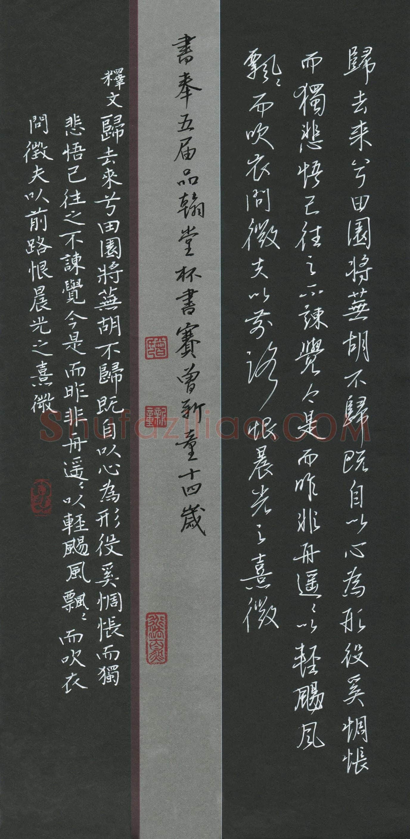 曾新童(少儿组 14岁 金奖)硬笔书法大赛获奖作品,曾新童硬笔书法作品