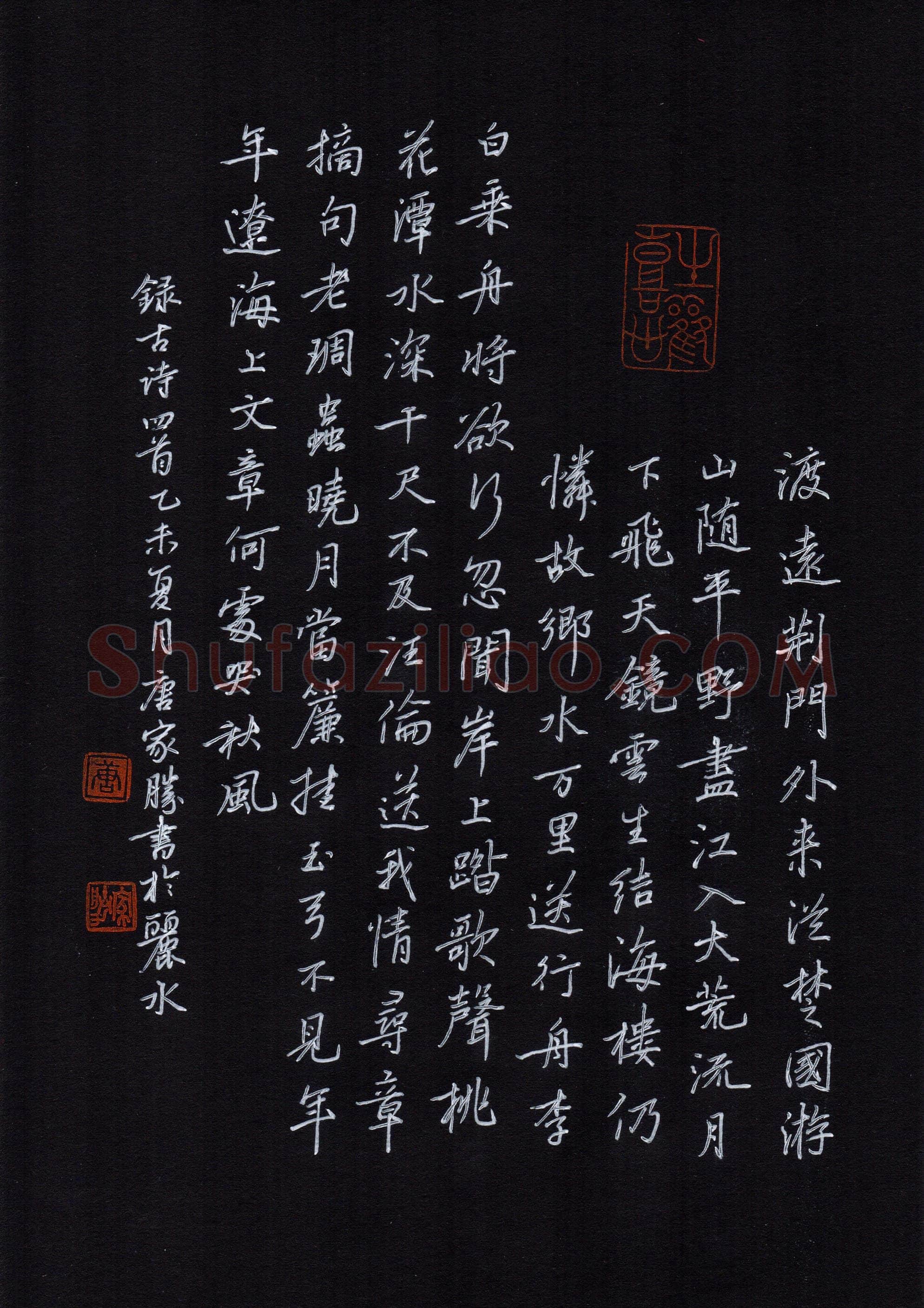 唐家胜硬笔行书古诗四首,唐家胜硬笔书法作品