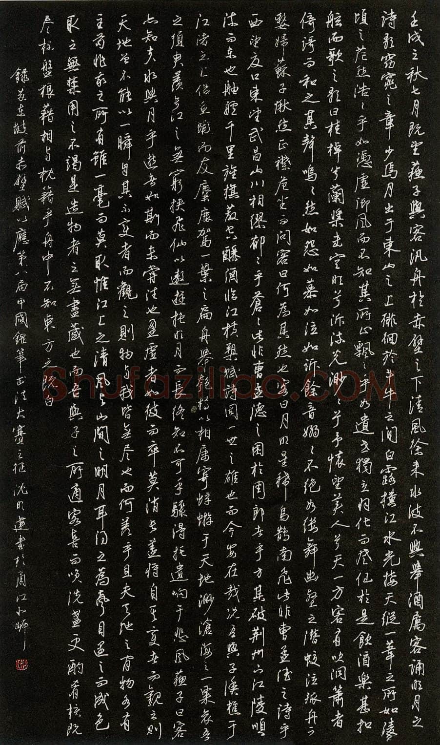 沈明建硬笔录苏东坡赤壁赋 硬笔书法作品欣赏