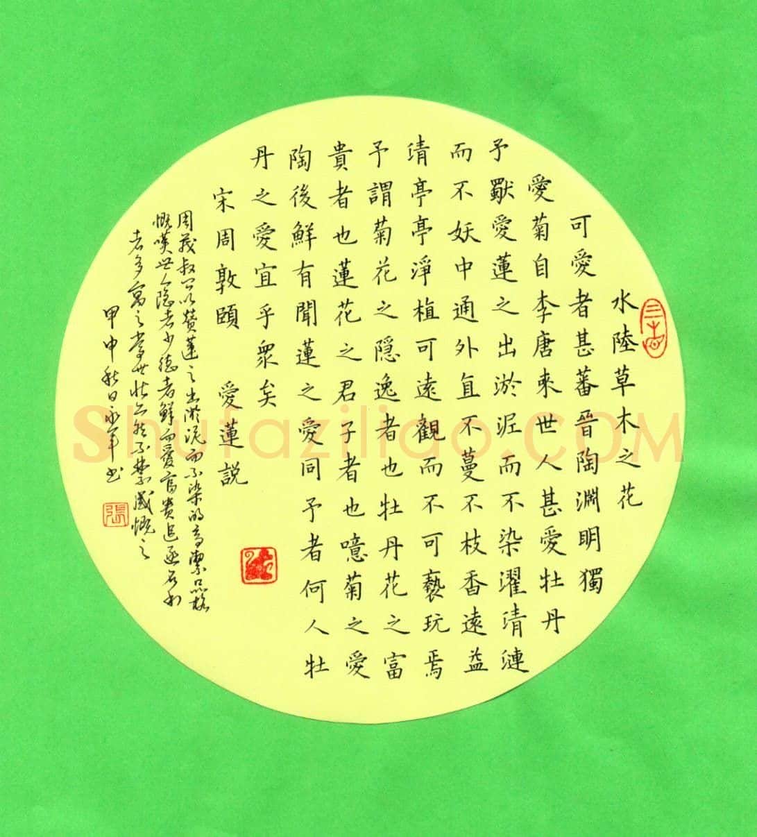 张永军硬笔楷书周敦颐爱莲说,张永军硬笔书法作品