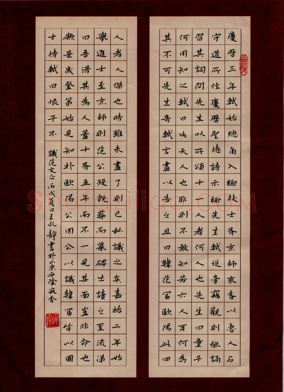 王永静硬笔楷书苏轼文范文正公集叙,王永静硬笔书法作品