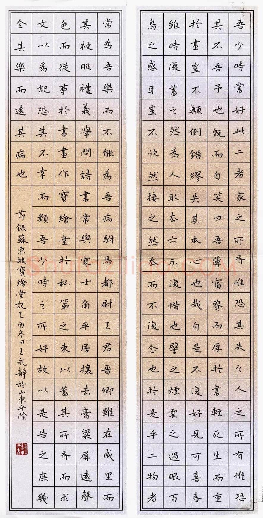 王永静硬笔楷书苏东坡宝绘堂记,王永静硬笔书法作品