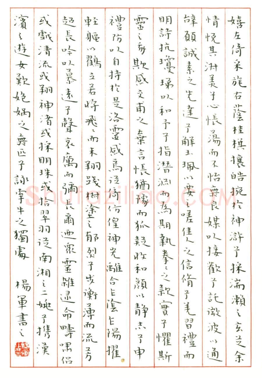 杨军硬笔楷书洛神赋,杨军硬笔书法作品