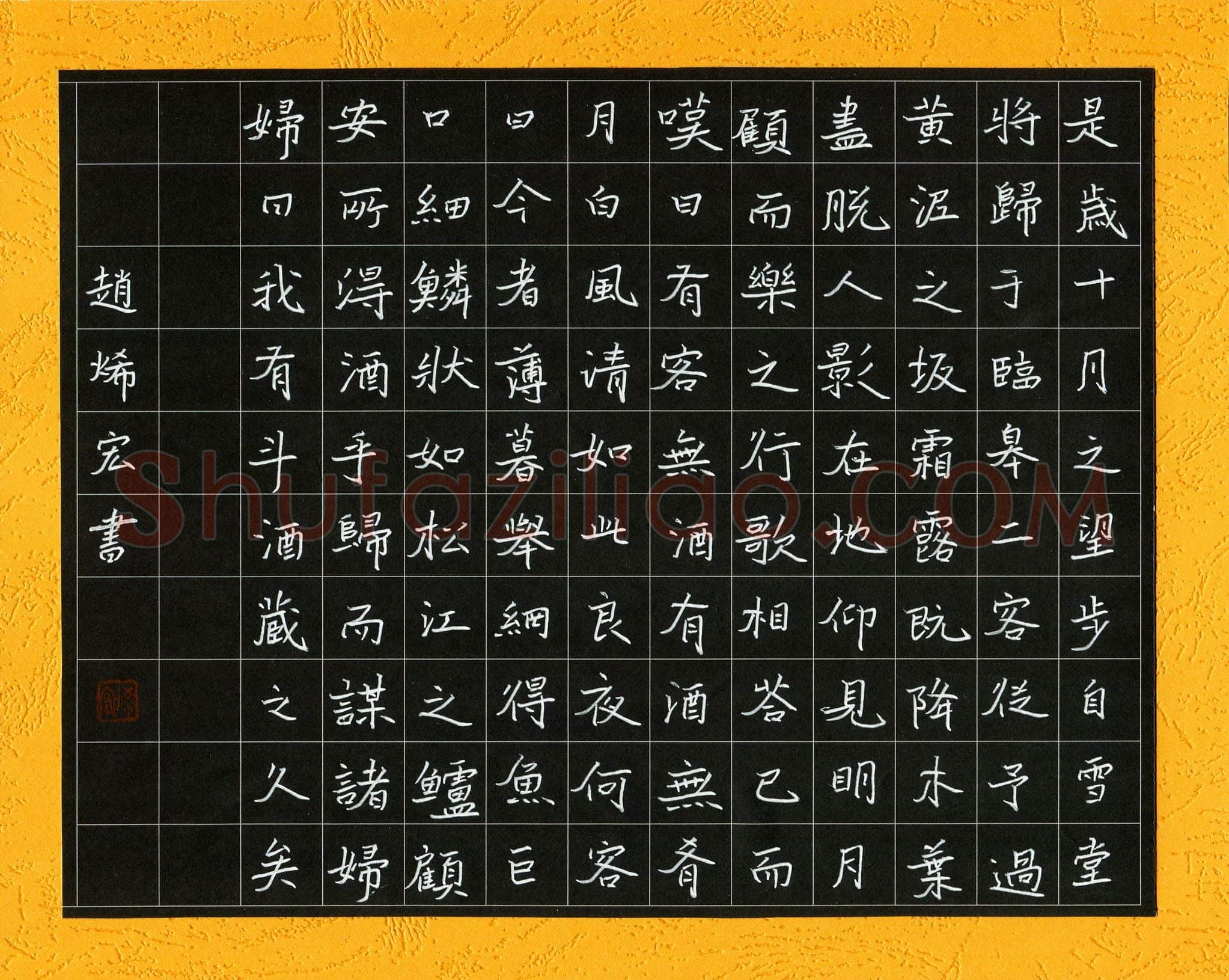 赵烯宏(少儿组 15岁 金奖)硬笔书法大赛获奖作品,赵烯宏硬笔书法作品