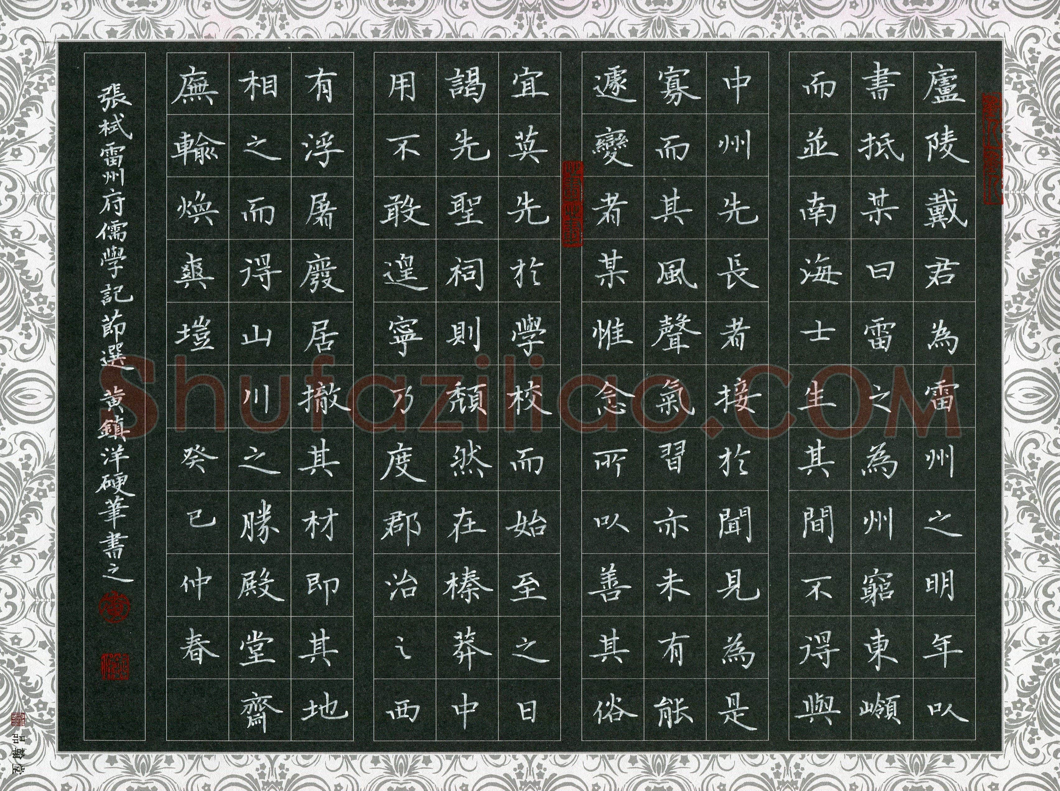 黄镇洋（福建省平和县）硬笔书法作品欣赏，黄镇洋(成人组优秀奖)硬笔书法大赛作品