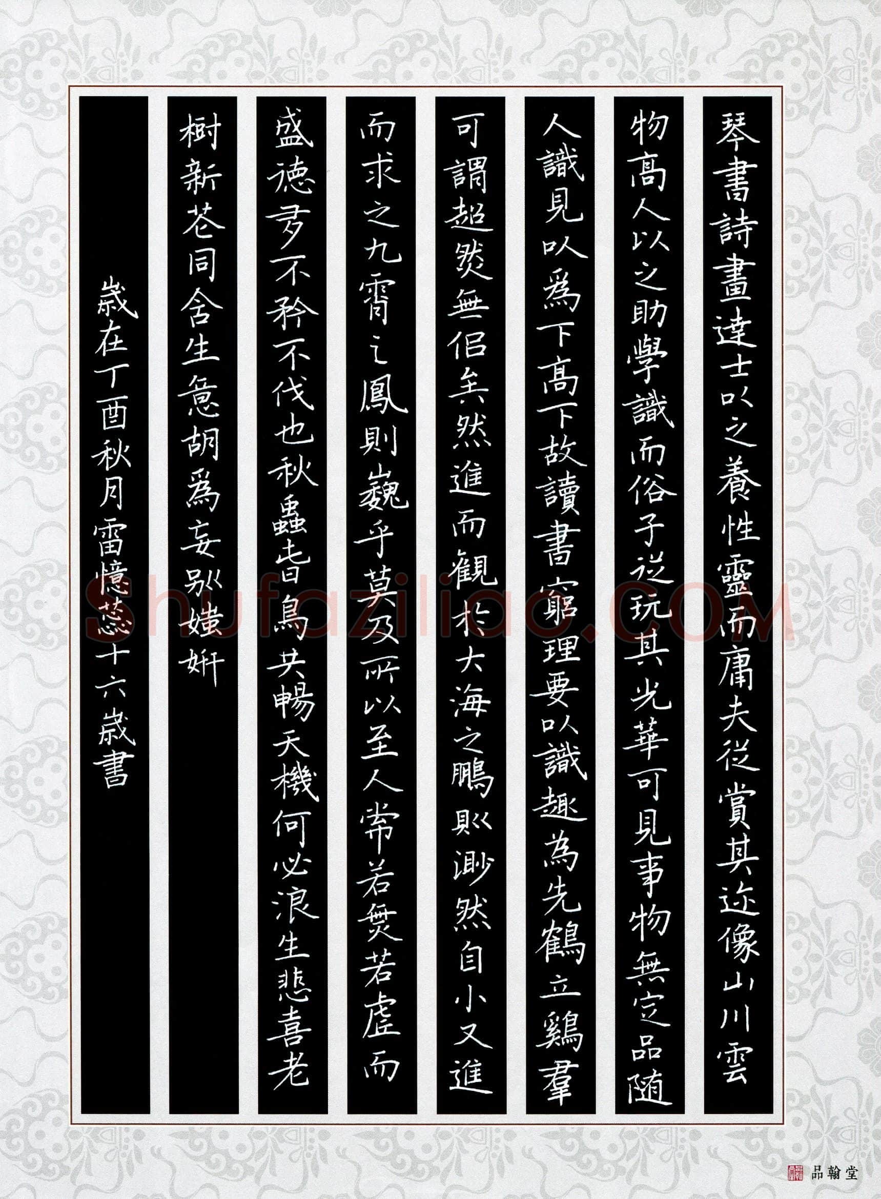 雷忆蕊(少儿组 16岁 金奖)硬笔书法大赛获奖作品,雷忆蕊硬笔书法作品