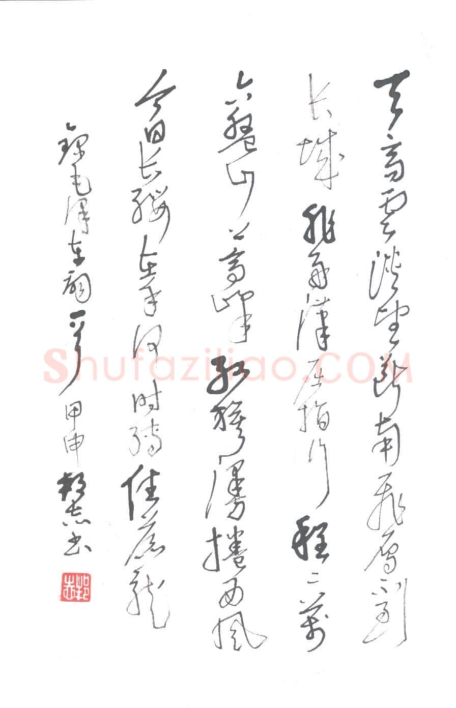 吴邦志硬笔草书毛泽东词一首,吴邦志硬笔书法作品