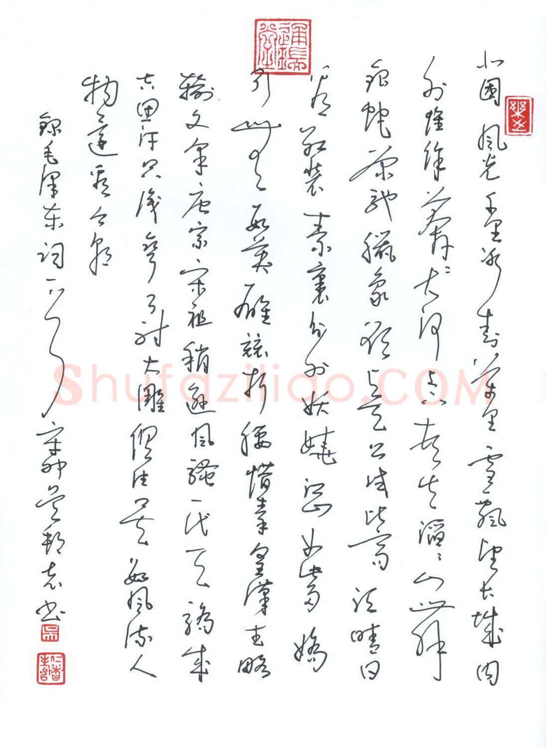 吴邦志硬笔草书毛泽东词一首,吴邦志硬笔书法作品
