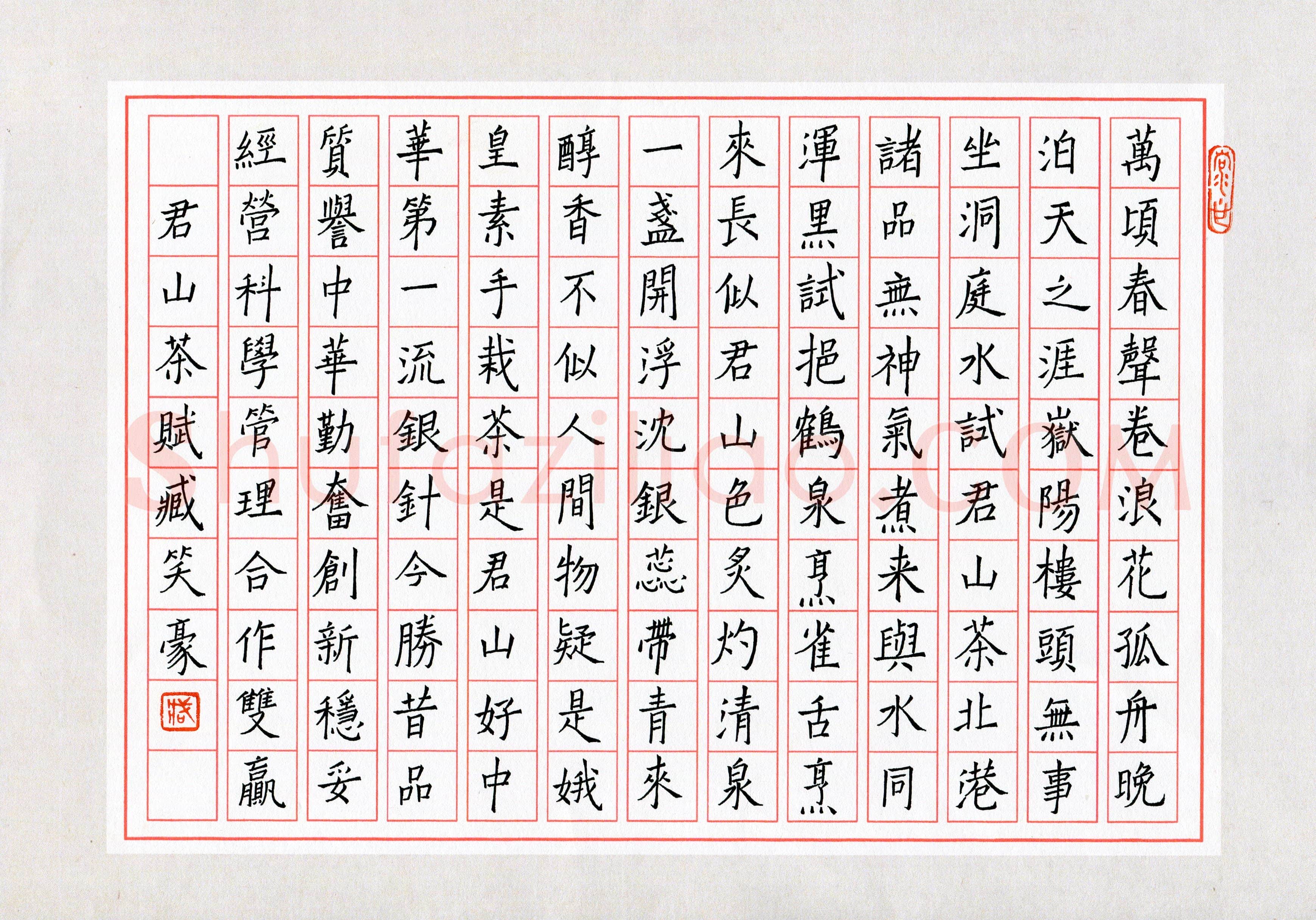 臧笑豪(少儿组 15岁 银奖)硬笔书法大赛获奖作品,臧笑豪硬笔书法作品